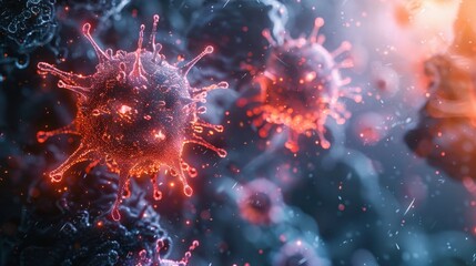 Fototapeta premium Abstract depiction of the human immune system as a digital defense network, [medical research], [immunology].