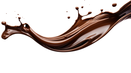 Dark chocolate liquid splash isolated on transparent white background, clipping path
