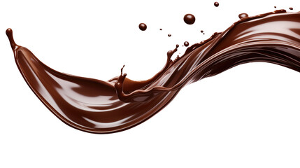 Dark chocolate liquid splash isolated on transparent white background, clipping path