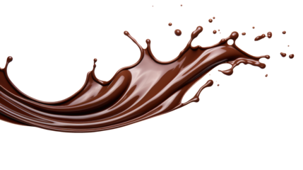 Dark chocolate liquid splash isolated on transparent white background, clipping path
