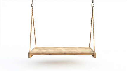 empty wooden swing isolated isolated at white background