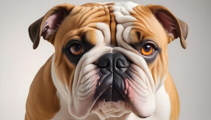 Obraz premium Bulldog Dog Close-Up. Studio Portrait. White Background.