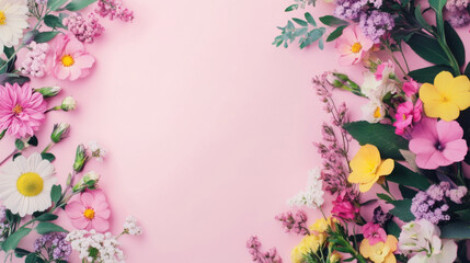 Colorful flowers on a background in pastel tones