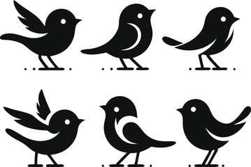 set of silhouettes of birds Vector illustration silhouette image icon 