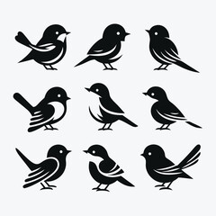 set of silhouettes of birds Vector illustration silhouette image icon 
