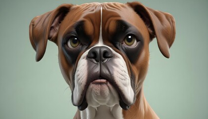 Boxer Dog Studio Close-Up Portrait. White Background.