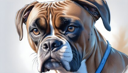 Boxer Dog Studio Close-Up Portrait. White Background.