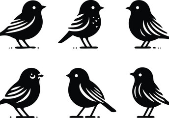 set of silhouettes of birds Vector illustration silhouette image icon 