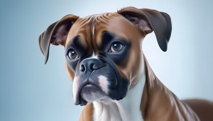 Boxer Dog Studio Close-Up Portrait. White Background.