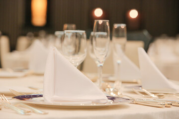 高級レストランのテーブルマナーのナプキン