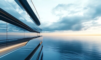 Fototapeta premium Luxury Yacht at Sunset on Calm Waters