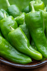 Padron green Spanish pepper or Herbón pepper landrace variety of pepper Capsicum annuum from  municipality of Padron in northwestern Spain