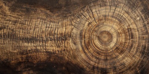 Fototapeta premium Cross-section of an Ancient Tree Trunk with Growth Rings