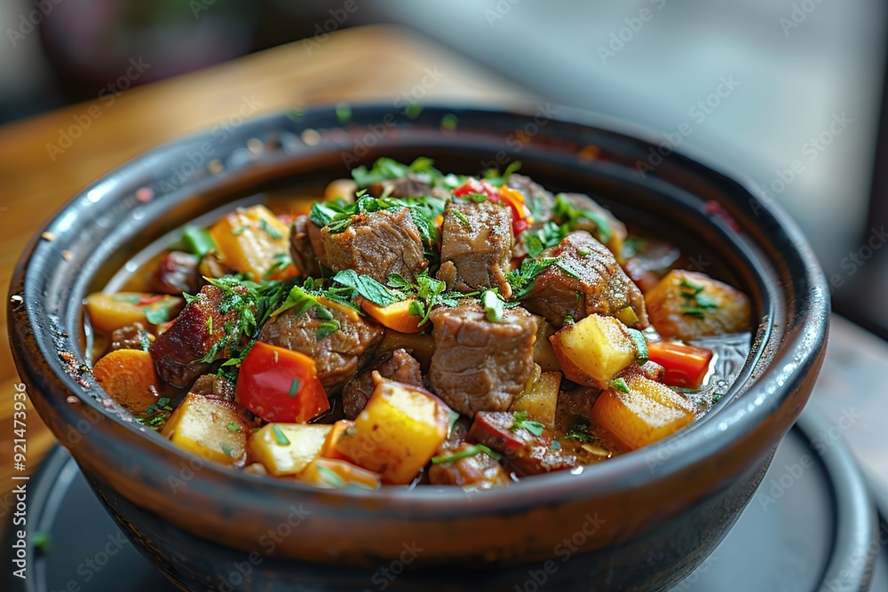 Wall mural Delicious Beef Stew in a Clay Pot