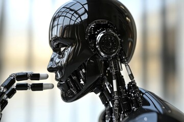 Fototapeta premium Explorative Robot Hand Reaching Towards a Dazzling Array of Pills