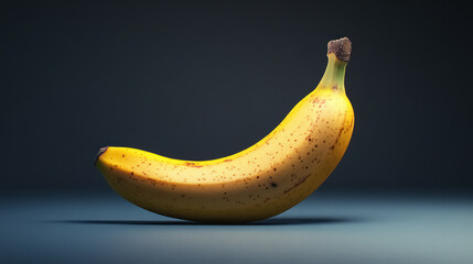 single ripe banana on a sleek dark background
