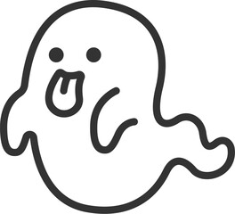 舌を出した、おばけのアイコン（線画）のイラスト