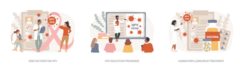 Human papillomavirus isolated concept vector illustration set.