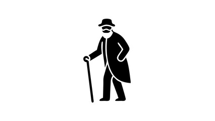 Old Man with a Cane Icon stock illustration