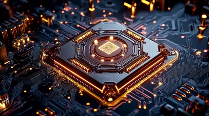 Obraz premium Superconducting qubits, quantum processor core