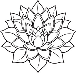 Fototapeta premium Mandalas black color vector outline. Style Coloring flower