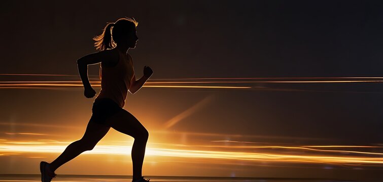 Runner with Speed Lines Silhouette of a runner women.