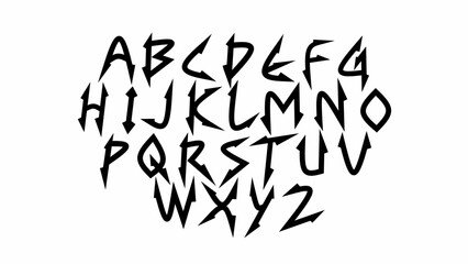 Dark Lettering vector font type style Gothic spiky print designs Y2k tattoo font concept for apparel print design