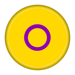 Intersex Pride flag button illustration with clipping path