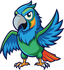 Angry colorful parrot cartoon vector illustration.