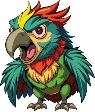 recommend clip art: Angry colorful parrot cartoon vector illustration.