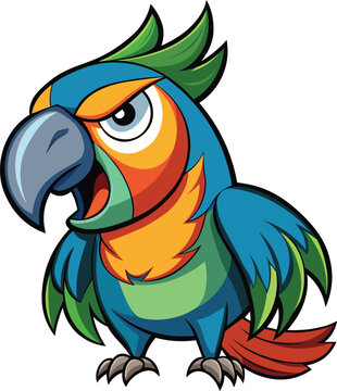 recommend clip art: Angry colorful parrot cartoon vector illustration.