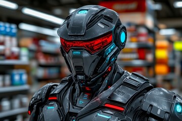 Robotic soldier in combat armor depicting the potential militarization of robotics