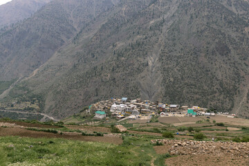 Trilokinath village and temple Garsha Phagpa on left bank of the Chenab River village of Udaipur