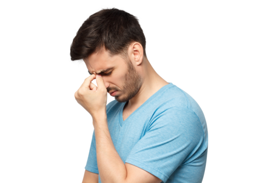 Face palm concept. Stressed out young guy making facepalm gesture with hand