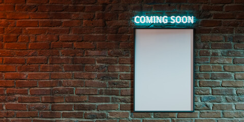 copy space poster mockup for motion picture with red bricks. 3d rendering