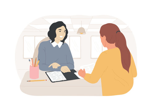 Interviewing candidate isolated cartoon vector illustrations.