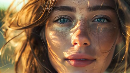 Close-up photograph capturing the natural beauty and expressions of a woman's face.