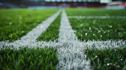 Close-up of the penalty spot on a football field, ready for crucial moments.