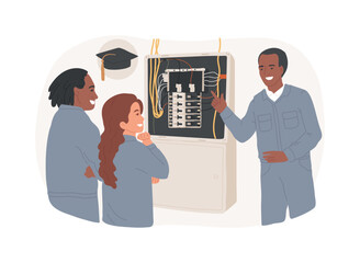 Electrical installation and maintenance isolated cartoon vector illustrations.
