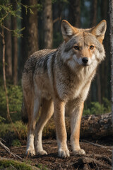 Coyote in a Forest Setting