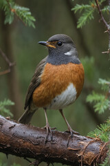 Close-up of an American Robin on a Branch