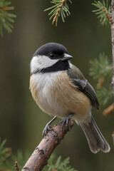 Charming Black Capped Chickadee Perched on a Branch