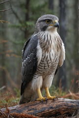 Majestic Northern Goshawk Perched in Forest