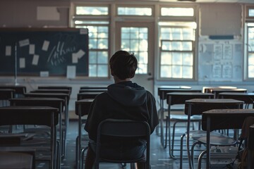 ai generative students sitting alone in class