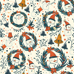 New Year and Christmas 2d cartoon or graphic advertising background, Seamless pattern