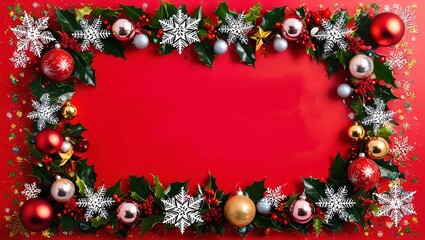 christmas frame with poinsettia