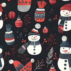 New Year and Christmas 2d cartoon or graphic advertising background, Seamless pattern