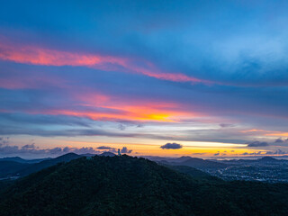 Obraz premium aerial night view beautiful lighting around the Phuket big Buddha. .Twinkling lights along the beach and in various towns around Phuket Island. .creative nature and travel concept.lighting 
