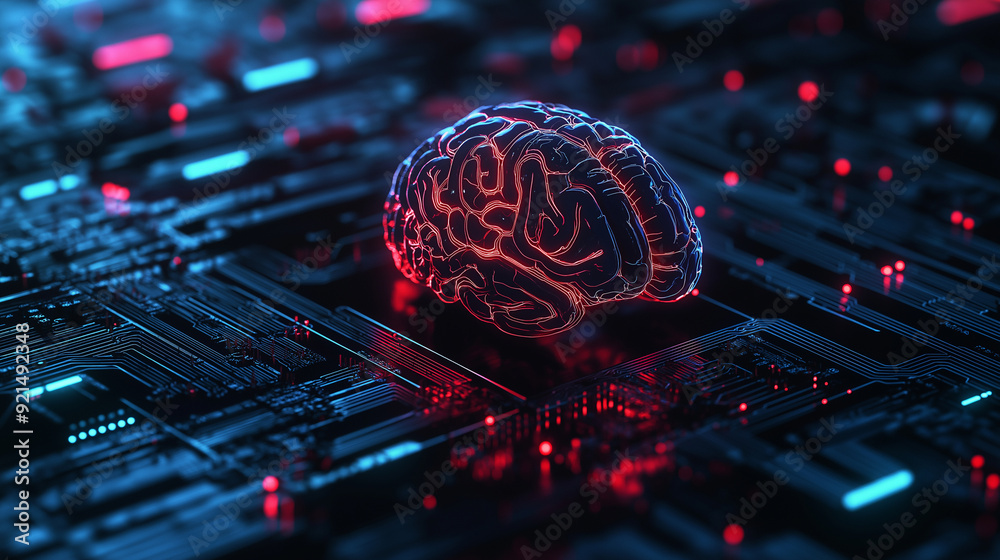 Poster quantum computing system with neural circuit and cyber brain, artificial intelligence and machine le