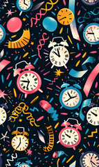 Obraz premium New Year and Christmas 2d cartoon or graphic advertising background, Seamless pattern